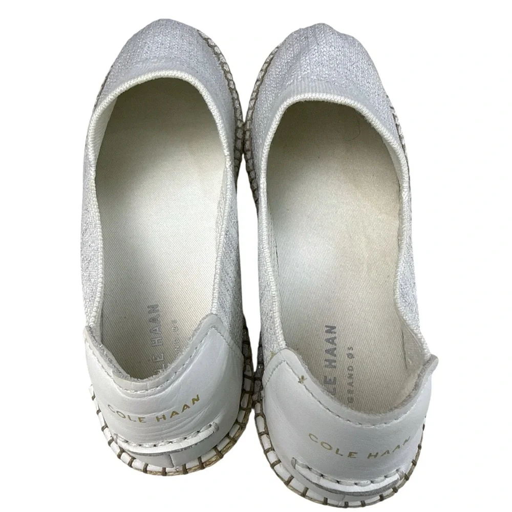 Cole Haan Gray Neutral Knit Silver Threaded Espadrille Slip Ons Size 8.5